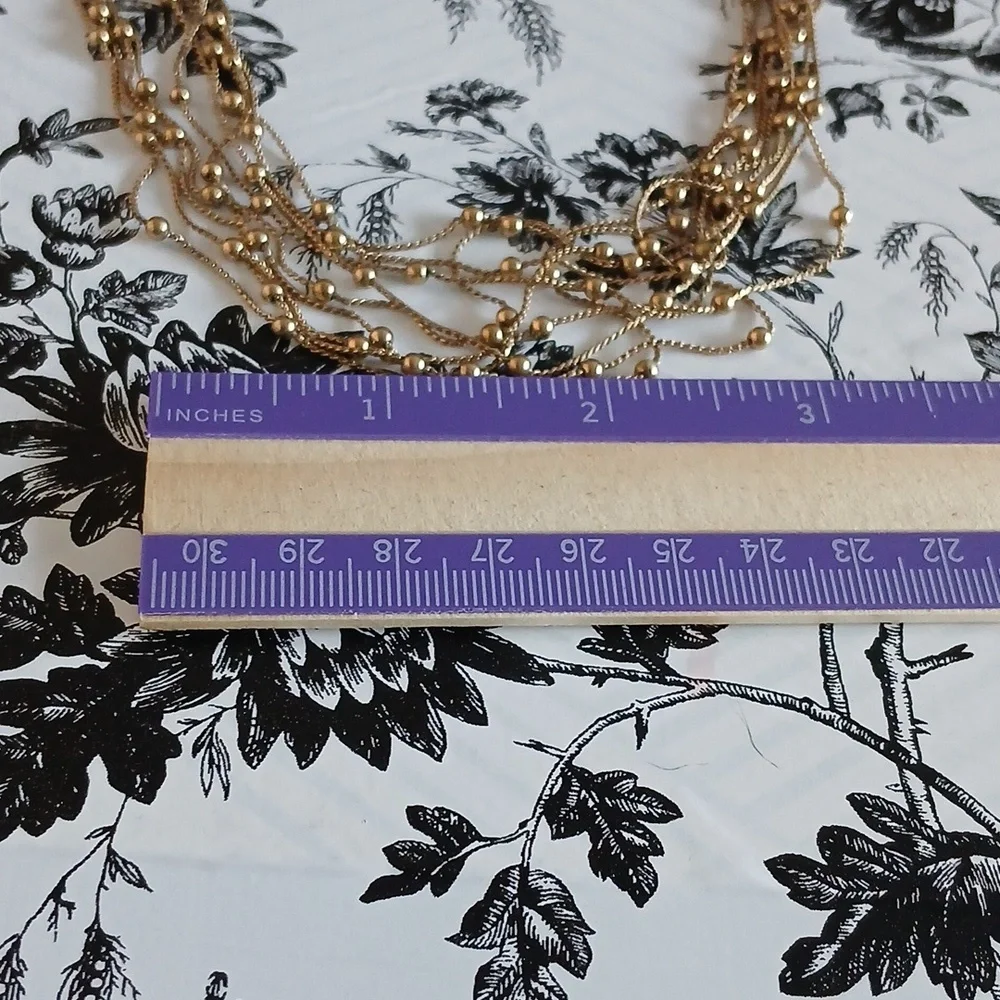 MONET Vintage‎ Feminine Elegant Goldtone Mini Bead Multi-Strand Choker  Necklace